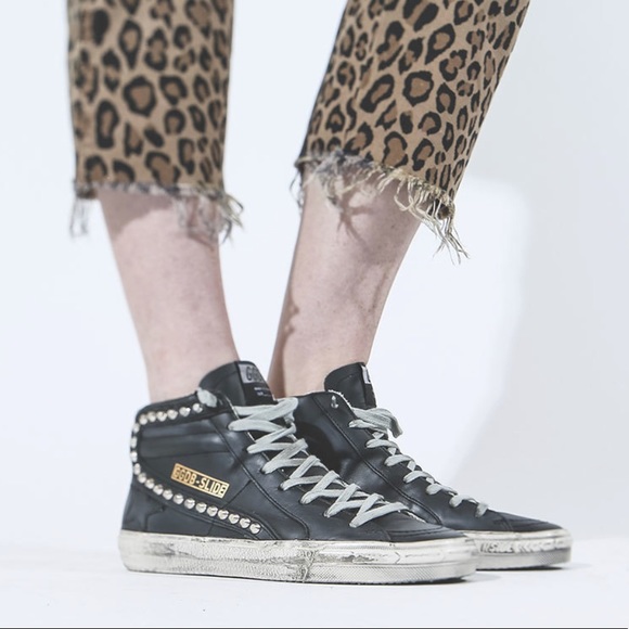 golden goose black studded sneakers